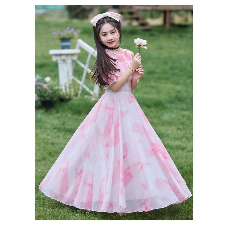 Girls Princess Thin Summer Dress Kids Casual A Line Children Beach Dress