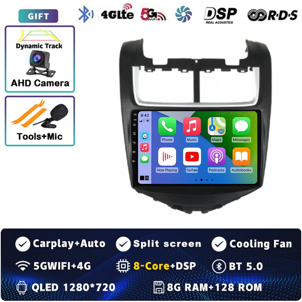 9" Android 14 Carplay Car Radio For Chevrolet Aveo 2014 - 2017 Multimedia Video Player Navigation GPS Stereo 2Din DVD 360 Camera