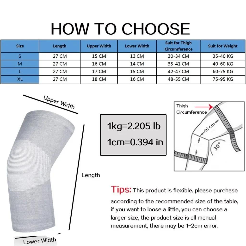 1 Pair Winter Warm Knee Pads Bamboo Charcoal Protective Gear for Women Old Men Kneepad Support for Spring Running