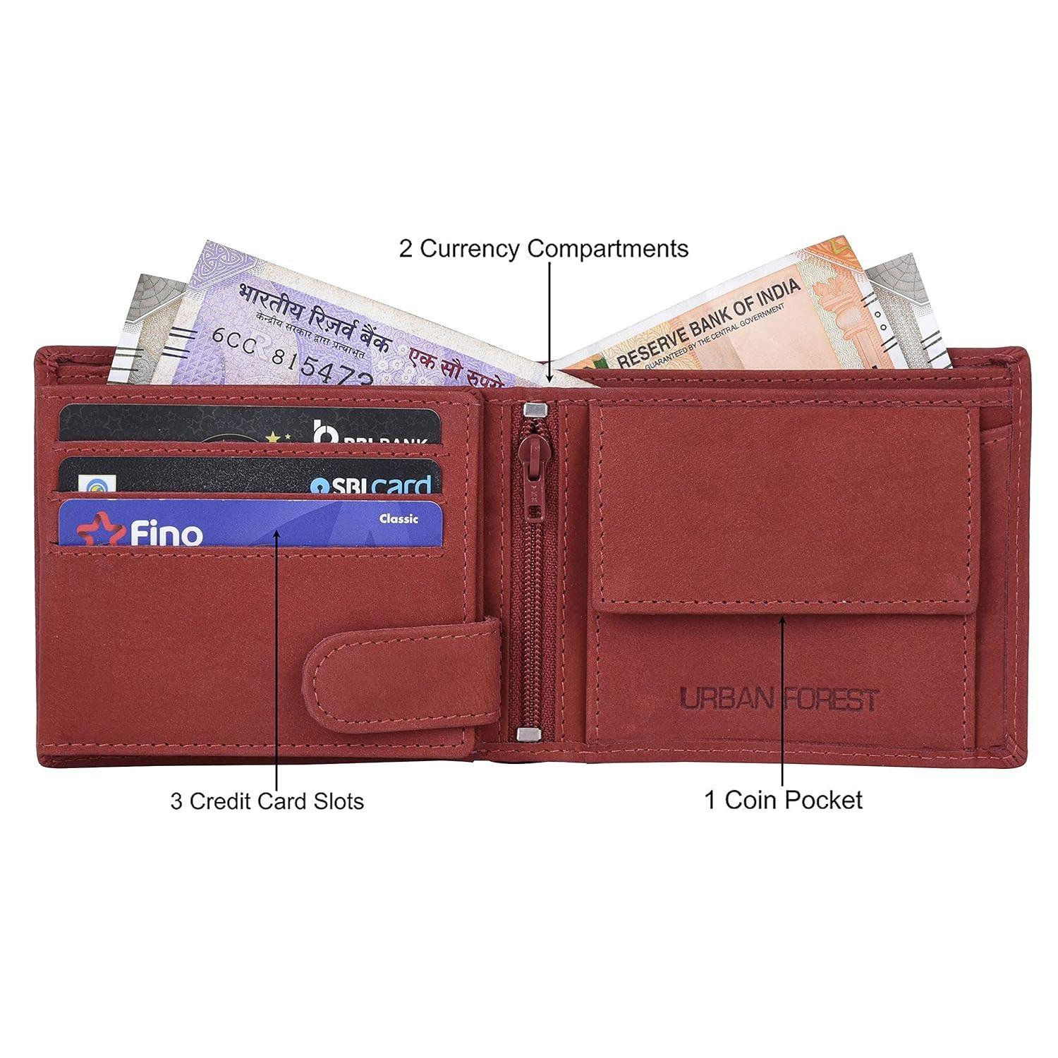 Мужской кожаный кошелек Zeus Vintage красного цвета — фото 4