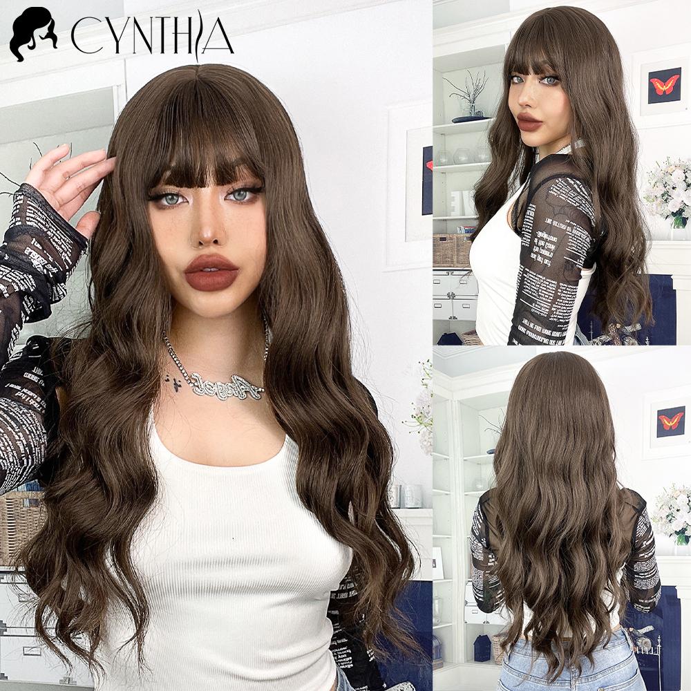 Blonde Body Wave Synthetic Wig for Woman Brown Ombre Blonde Long Curly Hair Cosplay Lolita Party Natural Heat Resistant Wigs