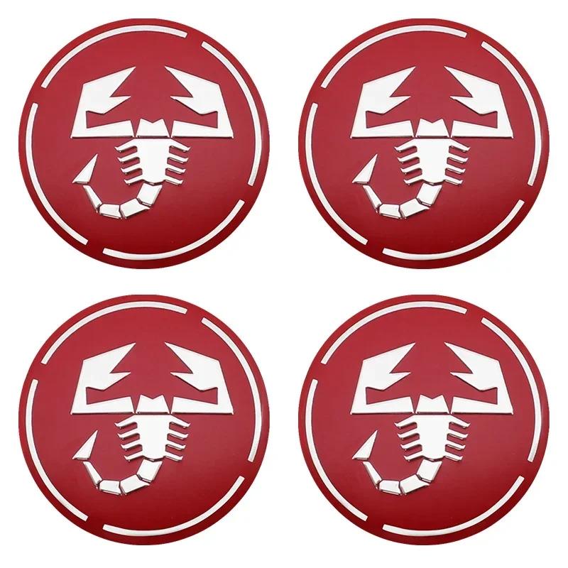 AAZD1 4Pcs 56mm+60mm For Abarth Stilo Palio Bravo Doblo Fiat 500 Punto Accessories Car Wheel Center Cap Logo Hub Cover Badge Emblem