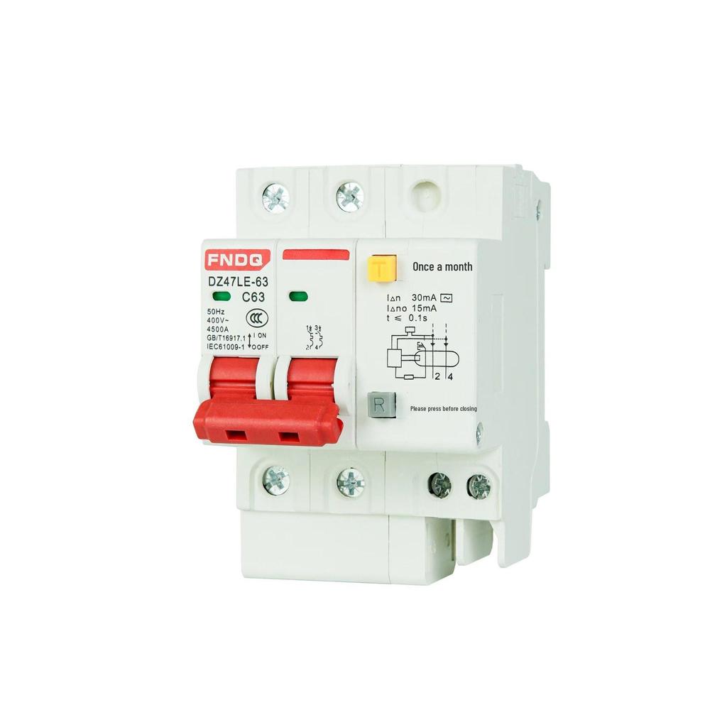 Dual-Pole Residual Current Circuit Breaker with Leakage Protection - 220V Electric Safety Switch
