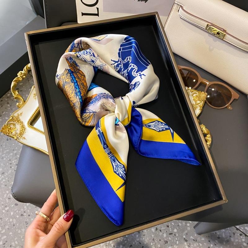 High-end large square scarf silk scarf women's new versatile neck summer thin bag head mother scarf with shawl