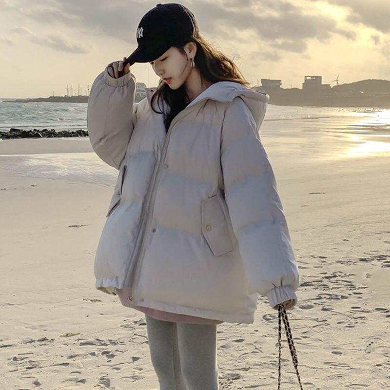 2021 Coreano Mujeres sueltas Abajo Chaqueta de pan de algodón de cintura ancha  Ropa negra azul casual con capucha comprar a buen precio — entrega  gratuita, reseñas reales con fotos — Joom