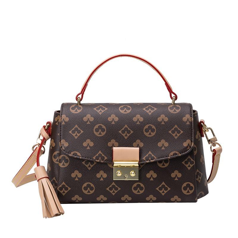 Bag Women's New Fashionable Versatile Messenger Lock Small Square Bag Temperament Elegant Simple Printed Portable Women's Bag