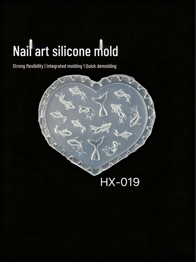 Nail Art Silicone Mold: Goldfish, Ghost, Skull, Snowflake & Cartoon Shapes
