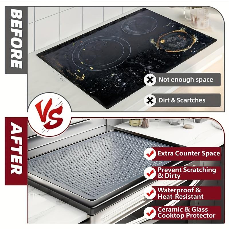 1pcs Silicone Stove Cover Mat Oversized Kitchen Counter Protector Non-Slip Drying Rack Heat Resistant Pad for Cooktop