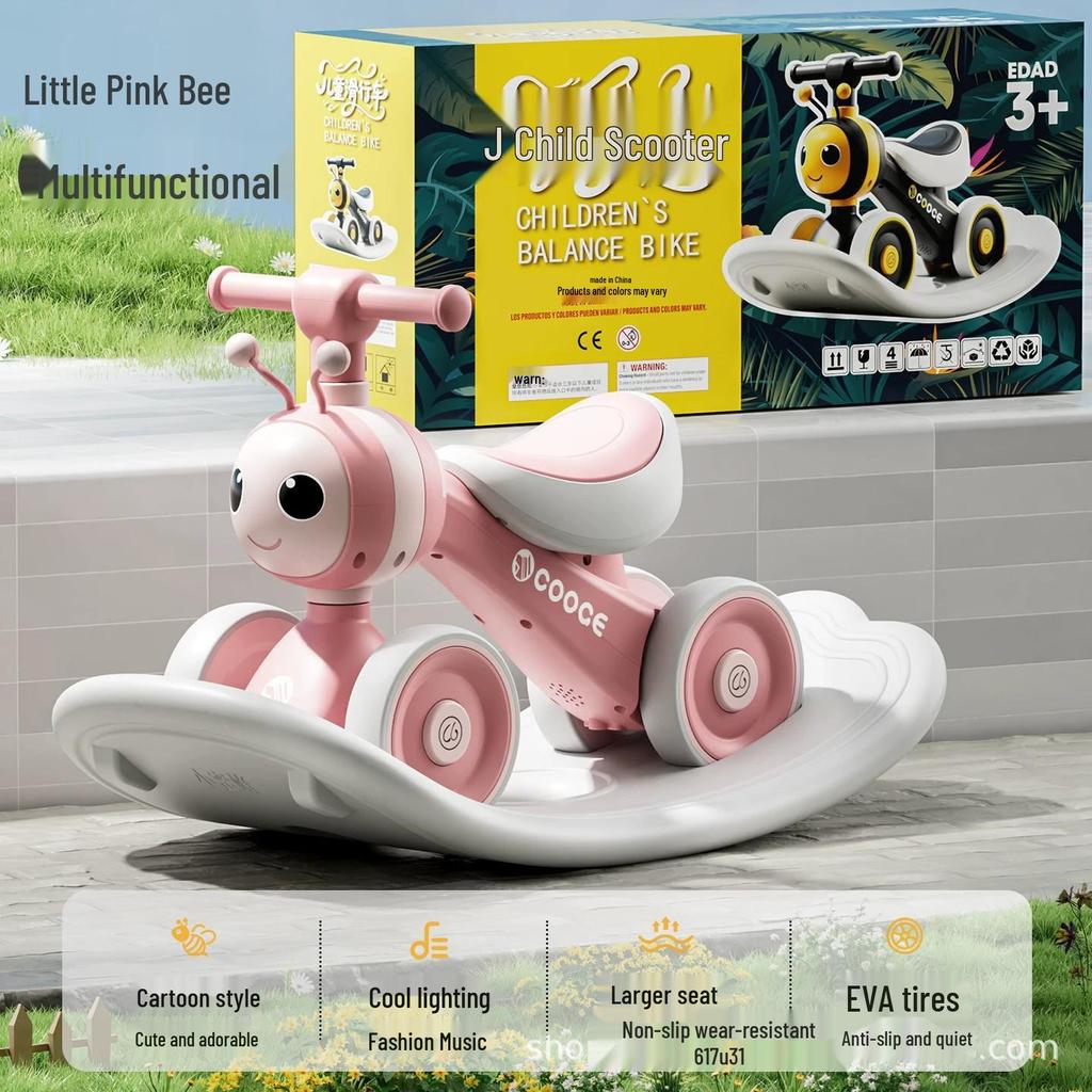 Children's 4-Wheel Balance Bike & Walker for Ages 1-6: Anti-Rollover Toddler Ride-On Toy