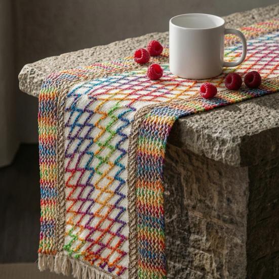 Table Runner for Family Gatherings Boho Striped Runner, Fringed Edge Cotton Linen Rustic Textured Hollow Entryway Farmhouse Dining Table, Home Holiday