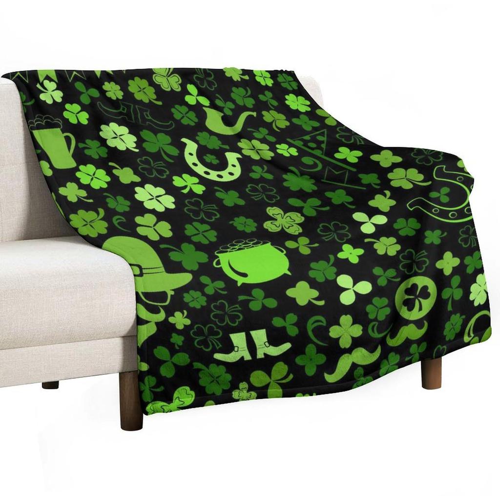 St. Patrick's Day Series digital-printed polyester Bedroom velvet flannel cover blanket Fleece soft sofa cover blankets for beds