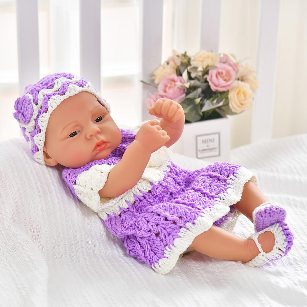 

Children s New Rebirth Doll Simulation Baby Vinyl Soft Rubber Doll 16 Inch Girls Play House Toys Wholesale 40cm girl фіолетовий