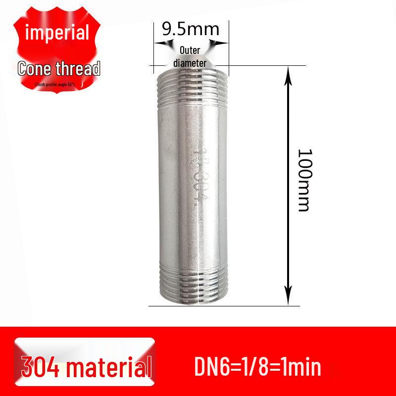 201/304 Stainless Steel Double-Ended Stud, 100mm, External Double Thread, DN15 20