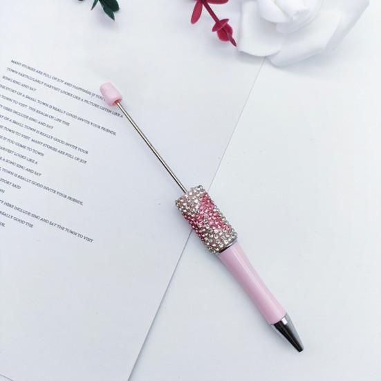 Decorative Beaded Pen Diamond Beadable Pens, Bling Rhinestone DIY Plastic Bead Pen, Crystal Cute Shaft Black Ink Ballpoint Pens for Decorations Office
