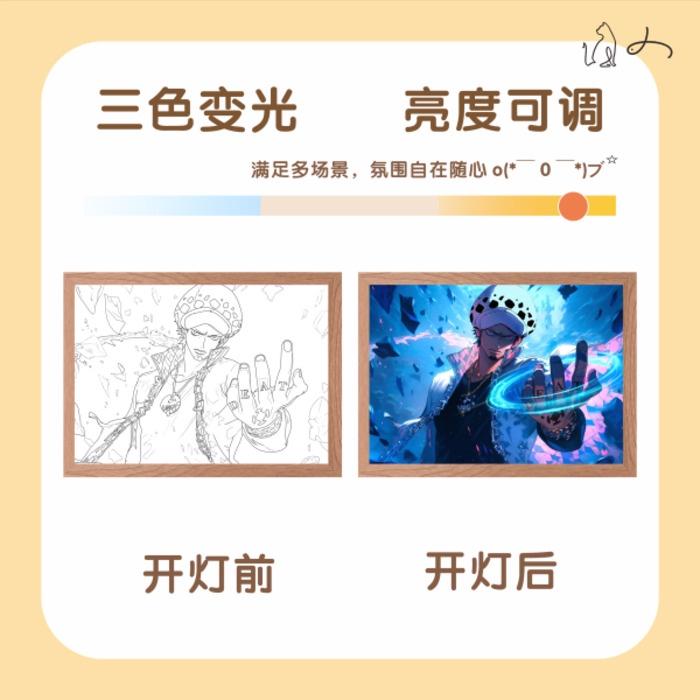 One Piece Light Painting Luffy Zoro Figure USB Night Lamp