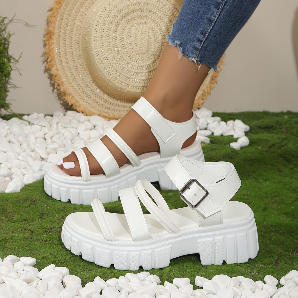 Fashion shoes for women Summer Breathable Shoes  Fur Straps Casual Thick Sole Shoe  Cool Thick High Heels Soft Sole Sandals women shoes