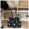 Polka Dot Shoulder Tote Bag Large Capacity Buckle Design For Daily Commuting Shopping
