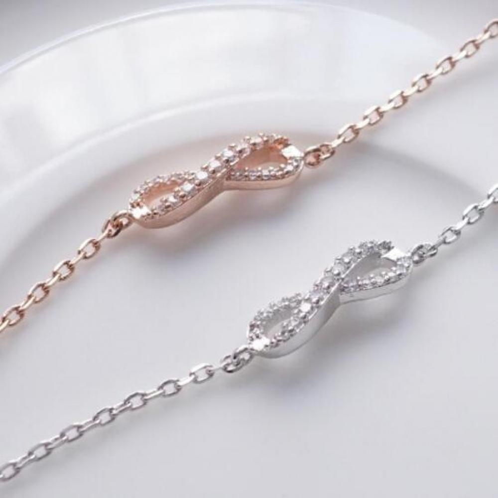 New ArrivalS Open Run Women S Silver Chain Cubic Bracelet roSe Gold Knot