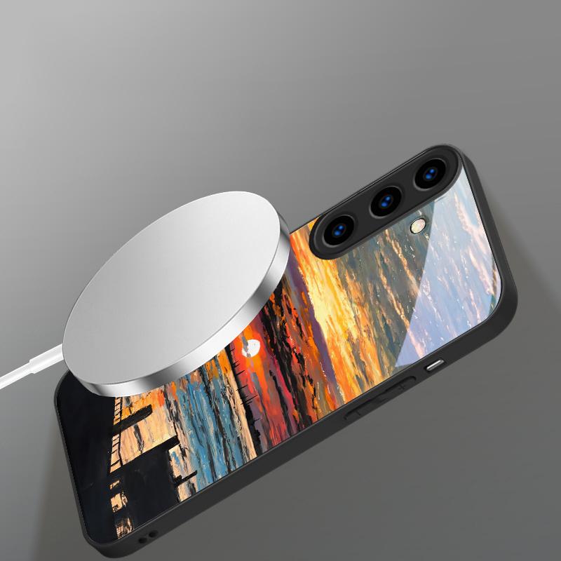 Sea storm small sailboat Suitable For Samsung Galaxy S26 Ultra S20 FE S21 S22+ S23 Plus S24 S25 Edge magnetism Glass Phone Casee
