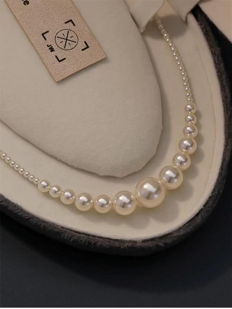 Pearl Gradient Clavicle Necklace - Women's Fashionable French Bead Jewelry