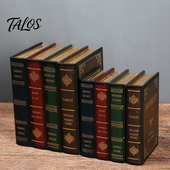 Talos Fake Book Decoration Ornaments, Flip-Top Hollow Storage Design, Vintage Style Decorative Box, for Coffee Table, Bookshelf Display