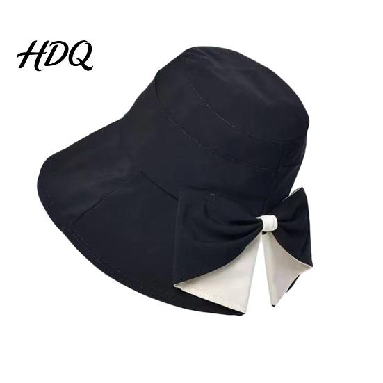 Bow Detail Bucket Hat Women Summer Sun Hat Back Bowknot Fisherman Wide