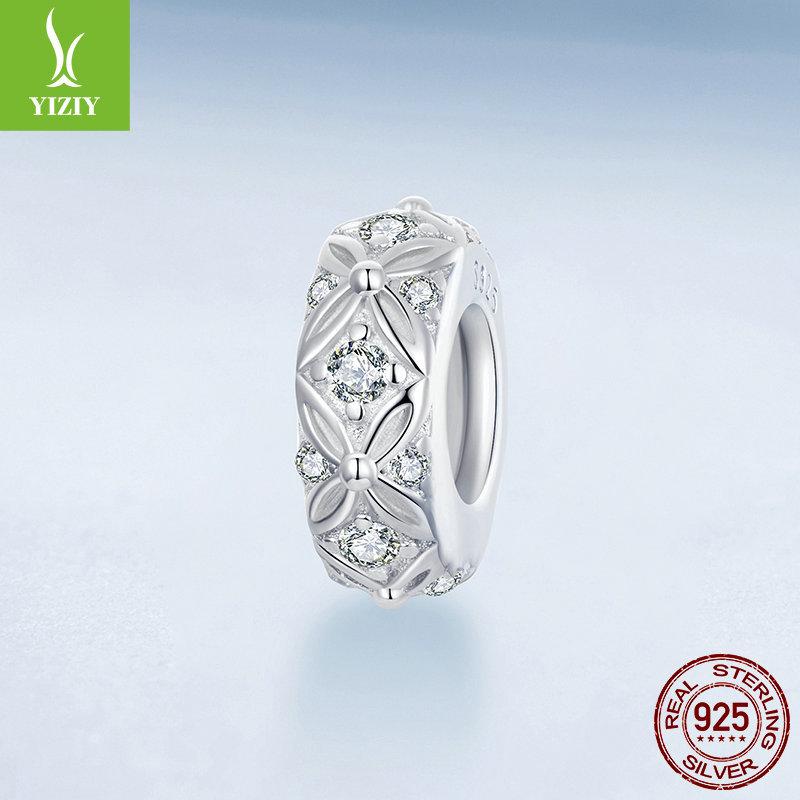 Embossed Diy Silicone Positioning Bracelet Beads, Elegant Luxury S925 Sterling Silver Beads