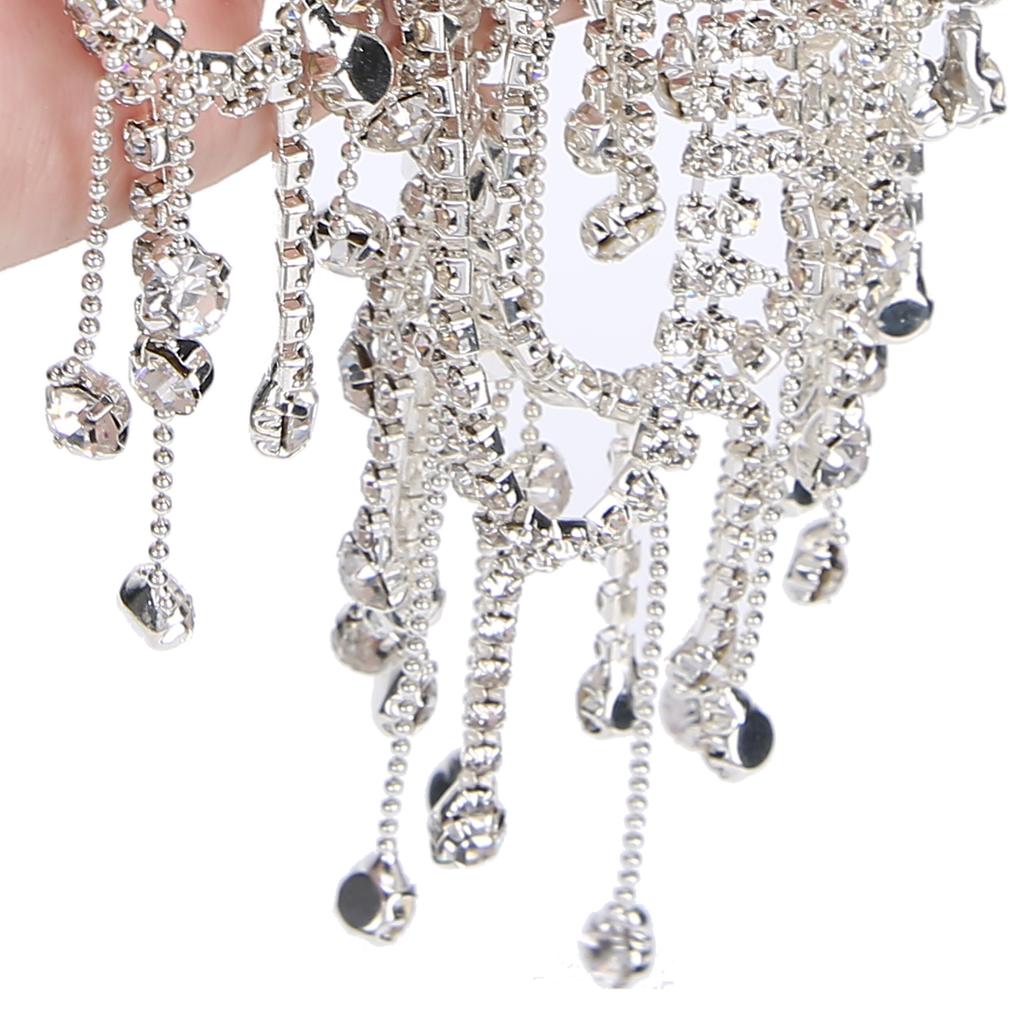 Rhinestone Tassel Chain Fringe Bridal Applique Trim   Clothing Bag Decoration