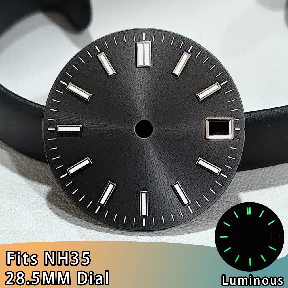 NH35 Watch Dial High Quality 28.5mm NH35 Dial For NH35 Movement Men's Watch Accessories Green Luminous Dial Accessories