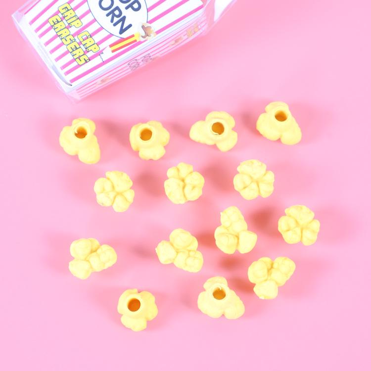 Creative Cartoon Popcorn Erasers for Students - Boxed Stationery Gifts for Kids
