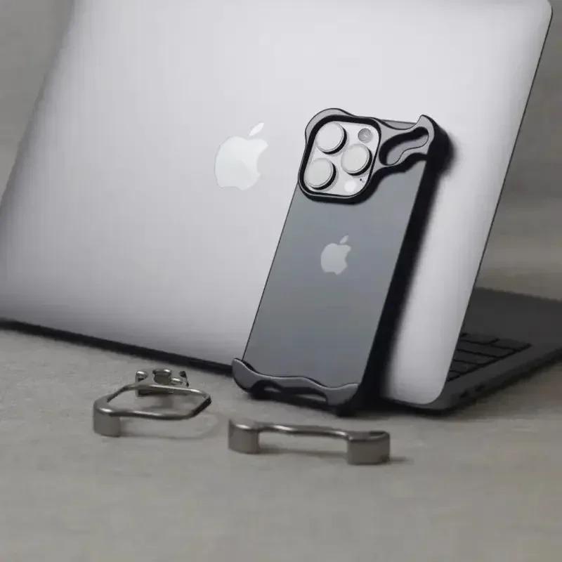 Titanium Metal Phone Case for IPhone 16 15 14 13 Pro Max Lens Film Aluminum Alloy Corner Pad Bumper Shockproof No Border Cover