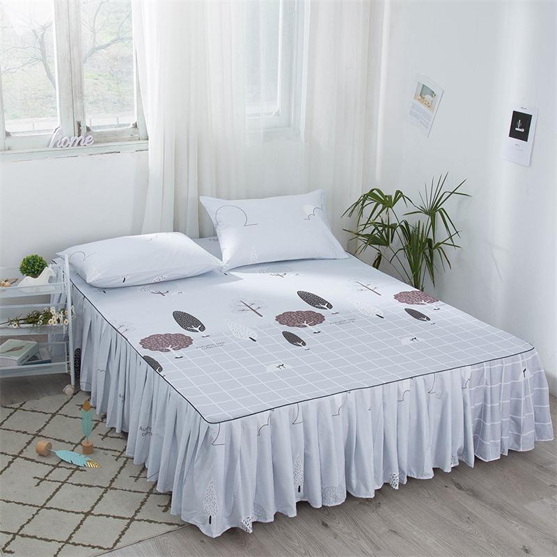 Fashion Home Pleated Dust Bed Cover with Bed Skirt Queen Size Fade Resistant Bedspread Soft Single Double Bedsheet No Pillowcase