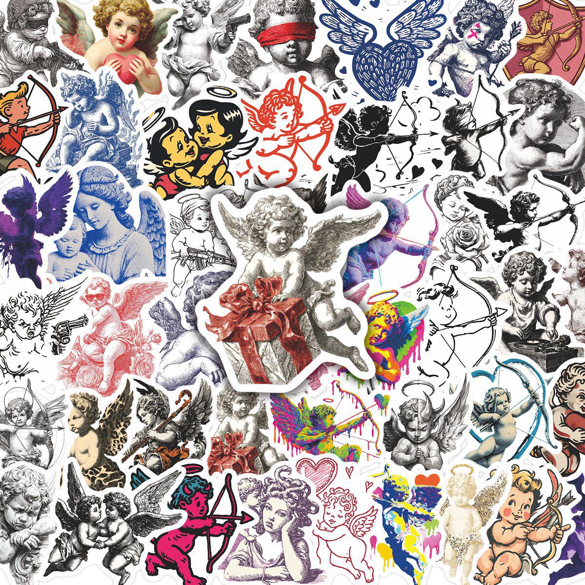 

50 Sheets Retro Cupid Angel Stickers for Artistic Journals and Creative Stationery Decoration No