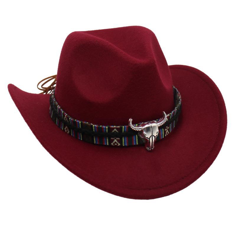 Ethnic Style Handsome Tibetan Hat Children'S Performance Top Hat Cow Head Warped Edge Western Cowboy Hat Sunscreen Sun Hat