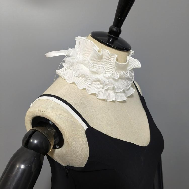 Ruffle Trim Lace Faux Collar Decorative Collar for Blouse Skirt Removable False Neck Ruff Adjustable and All Matching