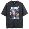 Women's Oversized Printed T-Shirt Bocchi Club Music Band Anime Bocchi Rock Cotton Top T-Shirt Washed Retro T-Shirt