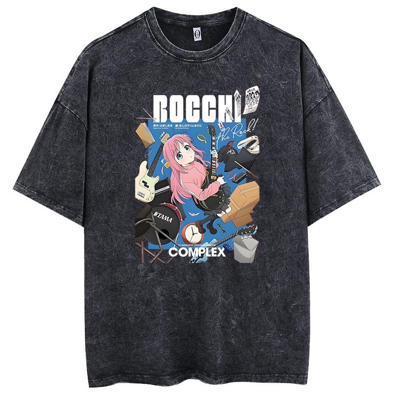 

Women s Oversized Printed T-Shirt Bocchi Club Music Band Anime Bocchi Rock Cotton Top T-Shirt Washed Retro T-Shirt M