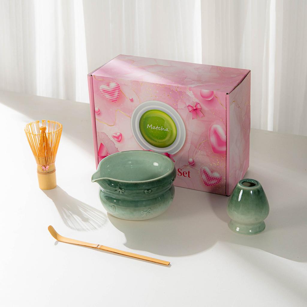 Japanese Matcha Set With Bow Pattern, Matcha Whisking Tools, Tea Set Accessories, Multiple Styles Available, Gift