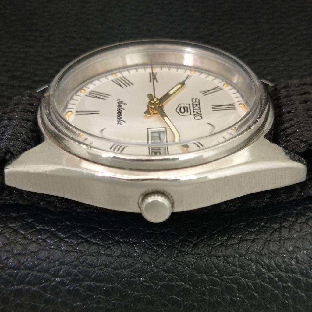 VINTAGE SEIKO 5 AUTOMATIC 6309A JAPAN MENS WHITE COLOR DIAL WATCH A708311-1