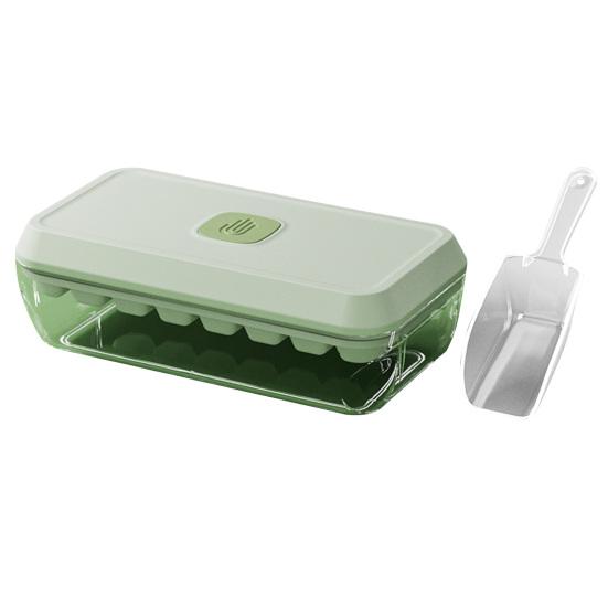 Ice Cube Tray with Lid And Bin Press-Button Release Ice Mold for Freezer