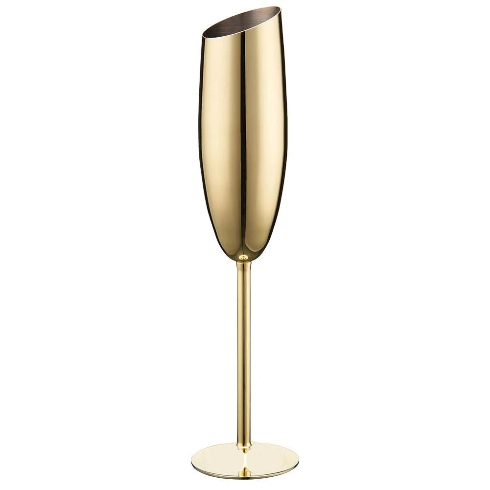 304 Stainless Steel Beveled Champagne Cup Goblets Cocktail Martini Wine Glass Champagne Glasses Stemware for Bar Utensils