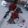 Gothic Hollow Skull Flower Choker: High-End Halloween Necklace for Women