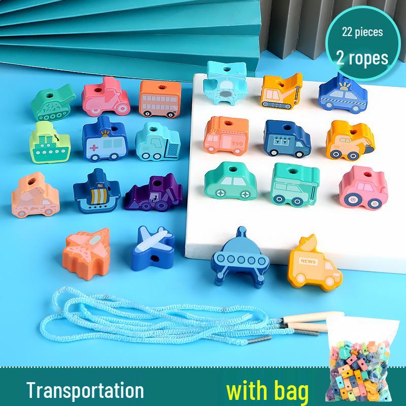 Wooden Animal & Fruit Stringing Educational Toy for Kids