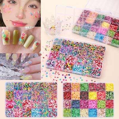 Valentinstag Nagelkunst Schmuck Keramik Set 24 Gitter DIY Fruchtscheiben Süßigkeiten Liebe Blume Gemischter Patch