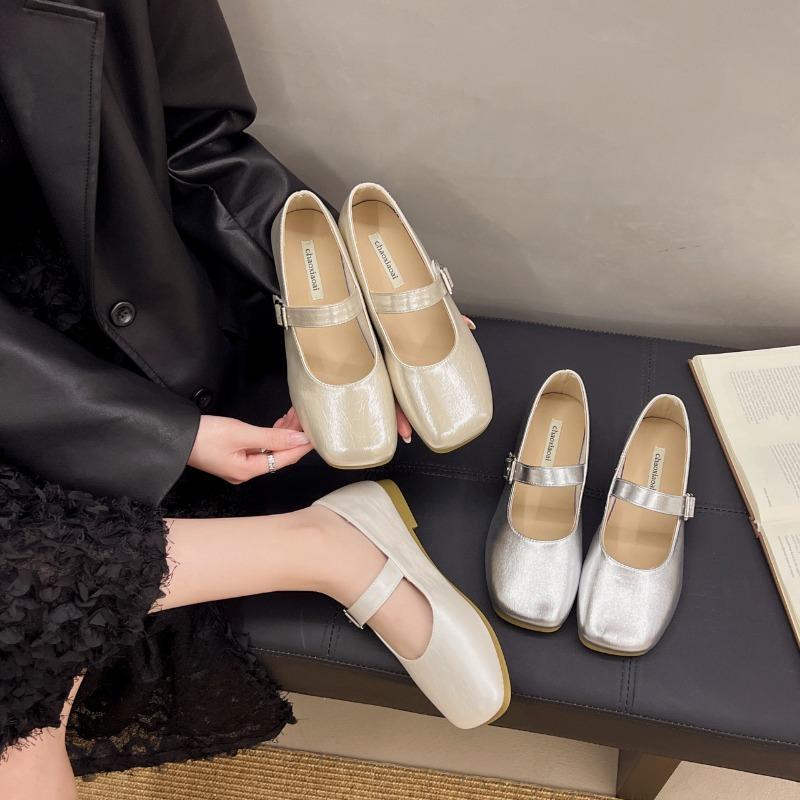 Retro Mary Jane shoes women's skirts spring and summer new one-word buckle gentle wind women's shoes soft soles are not tired