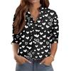 Women's 3/4-Sleeve V-Neck Shirt Printed Workwear Casual Regular Shirt Collar Top