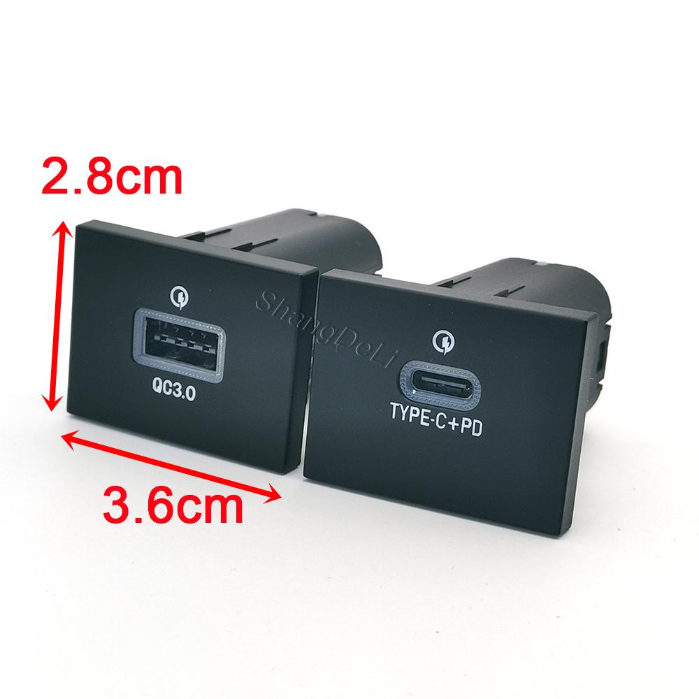 Car Phone Charger Socket Double QC3.0 Type C PD USB Charging Port Power Adapter For Ford Focus 2004-2011 mk2 Accessories