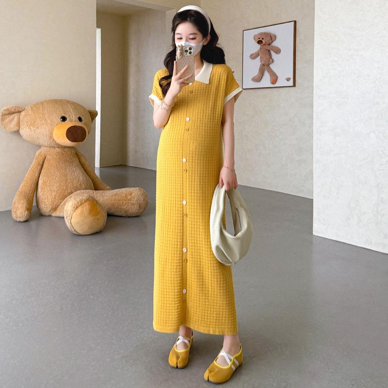 Korean Style Knit Spring/Summer Casual Loose Plus Size Maternity Dress XXL