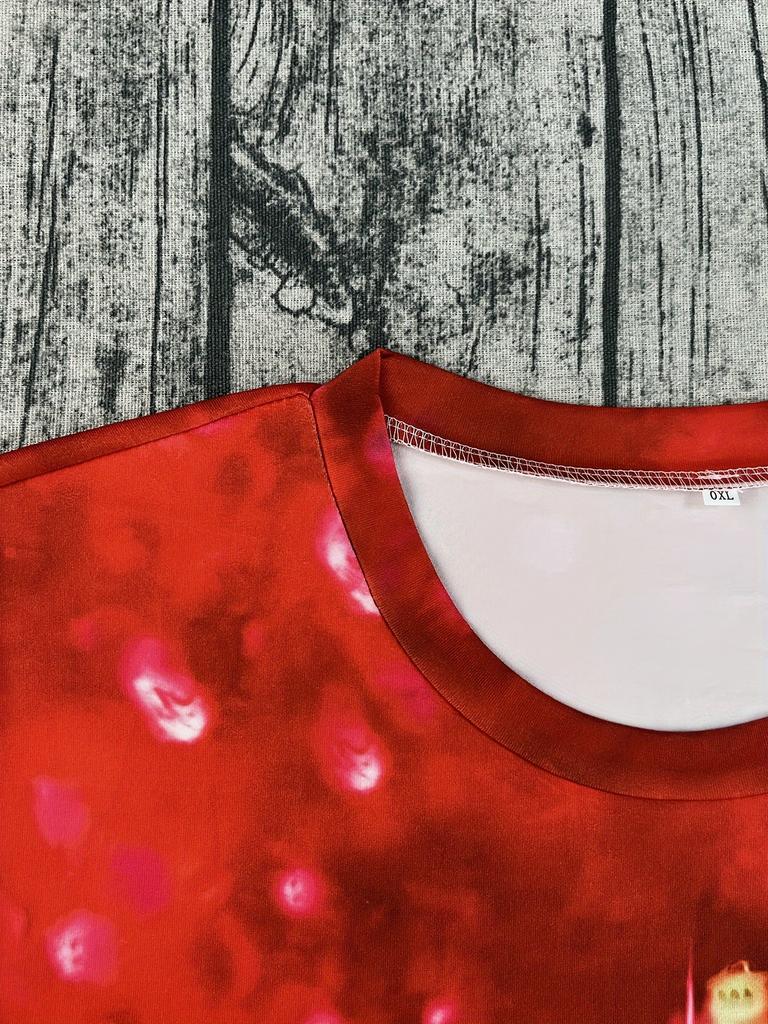 Women's Christmas Tree Printed T-Shirt - Elegant and Casual Round Neck Long Sleeve Top,