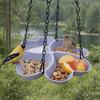 Flower Shaped Hanging Bird Feeder Large Capacity Adjustable Chain Hummingbird Feeder Durable Multipurpose Bird Water Drinker